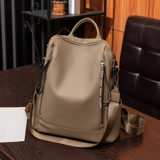 Damen Rucksack Retro-Stil Khaki