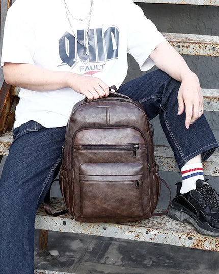 Laptop Rucksack mit USB-Anschluss Dunkelbraun