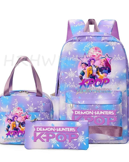 Schulrucksack Set Demon Hunters Grau