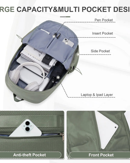 Uni Rucksack Beige mit USB-Ladefunktion