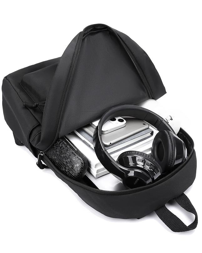 Schulrucksack Oxford Stoff Schwarz 15 Zoll