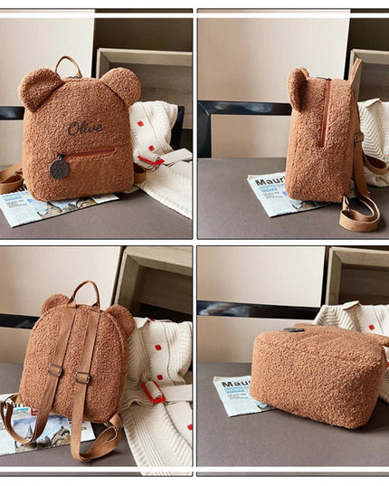 Schulrucksack Teddybär Motiv Schwarz