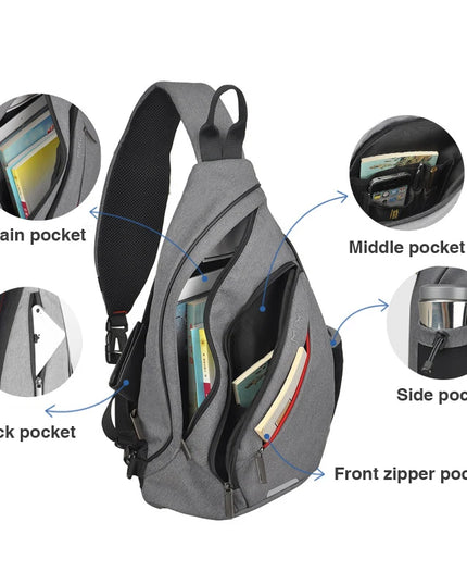 Mixi Sling Bag USB Schwarz für Uni & Pendeln