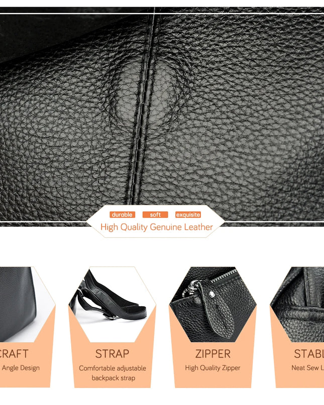 Damen Rucksack aus Leder mit Diebstahlschutz