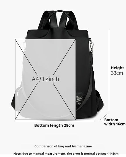 Damen Anti-Diebstahl Rucksack Schwarz