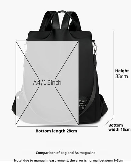 Anti-Diebstahl Rucksack Damen Schwarz