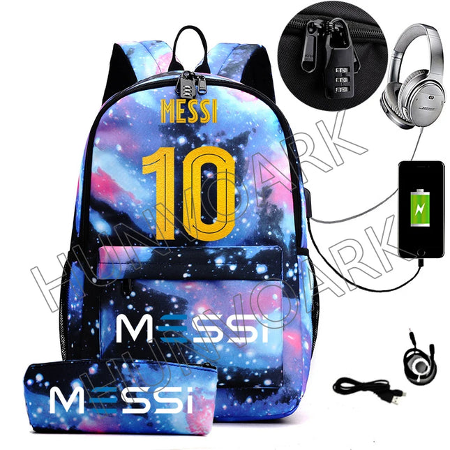 Schulrucksack mit USB-Anschluss Weiß