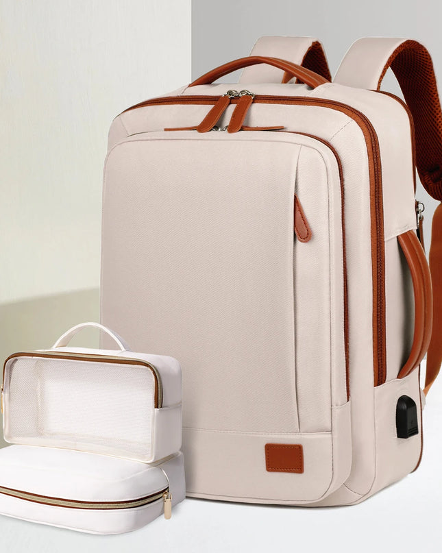 Unisex Rucksack für Uni & Arbeit Beige Plus