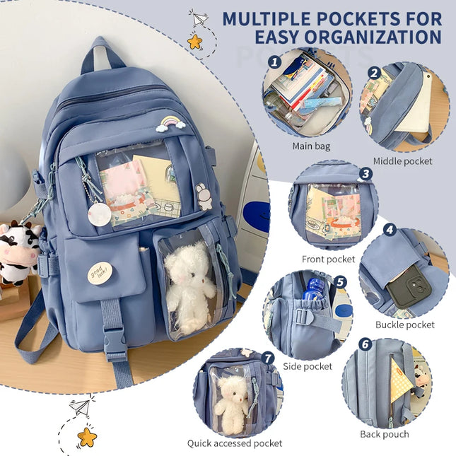 Schulrucksack Damen mit vielen Fächern