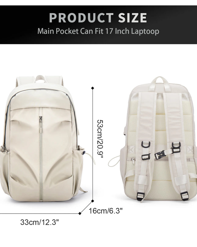 Uni Rucksack Beige mit USB-Ladefunktion