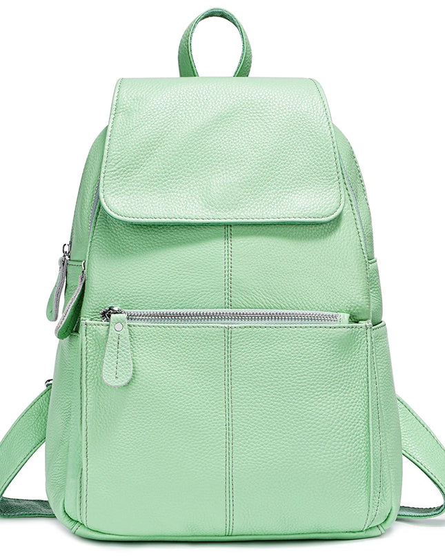 Damen Rucksack Leder Anti-Diebstahl Hellgrün