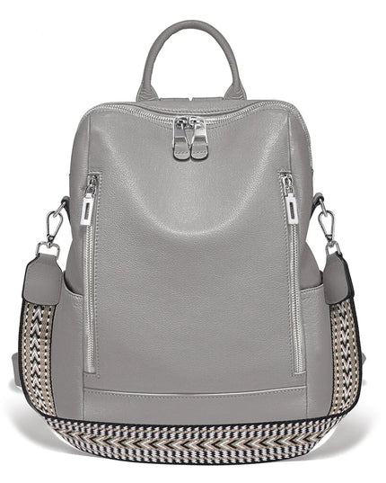 Rucksack Damen Leder Grau