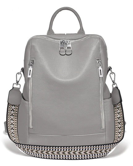 Rucksack Damen Leder Grau